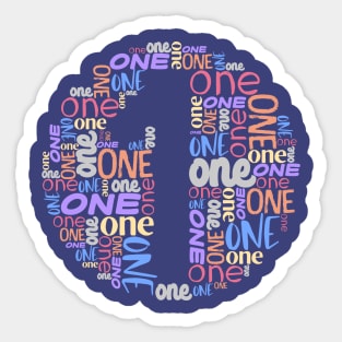 Word collage: ONE (multiple colors) Sticker